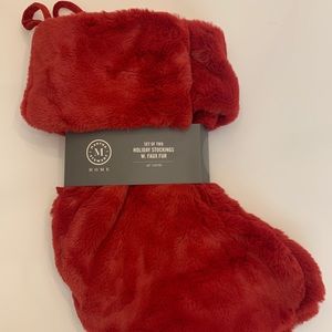 Martha Stewart Christmas Stockings Set of 2 Faux Fur Red Stockings